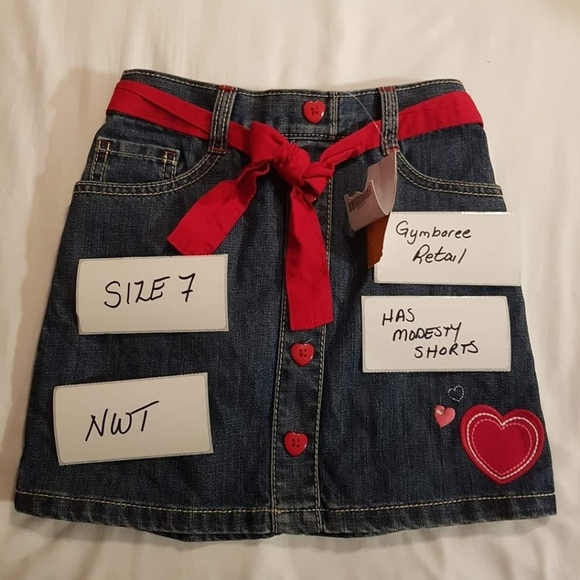 Gymboree Other - Gymboree girls heart design jean skirt size 7 NWT